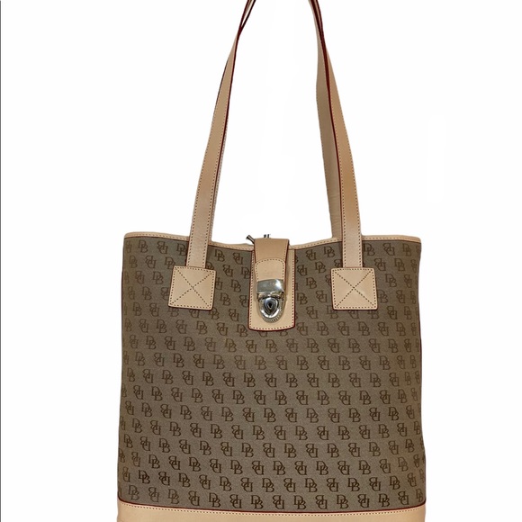 Dooney & Bourke Handbags - Dooney & Bourke Tan & Brown Medium Size Shopper Tote
